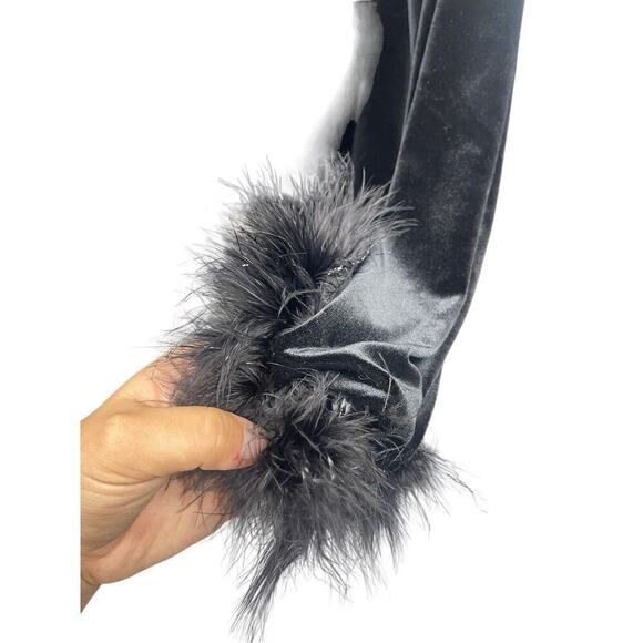 RK Evenings Black Faux Fur Collar Cuff Party Jacket Y2K Women’s Large? - Picture 5 of 9